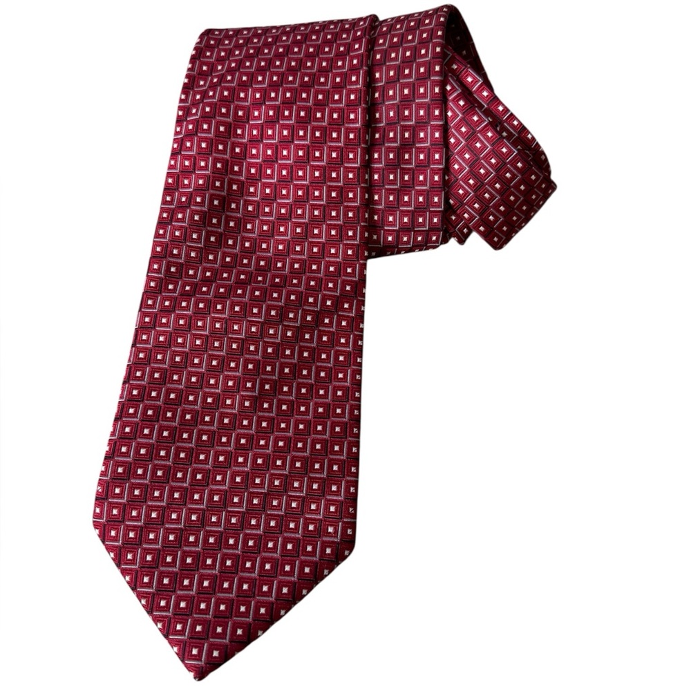 Donald Trump Red Silk Tie Square Geometric